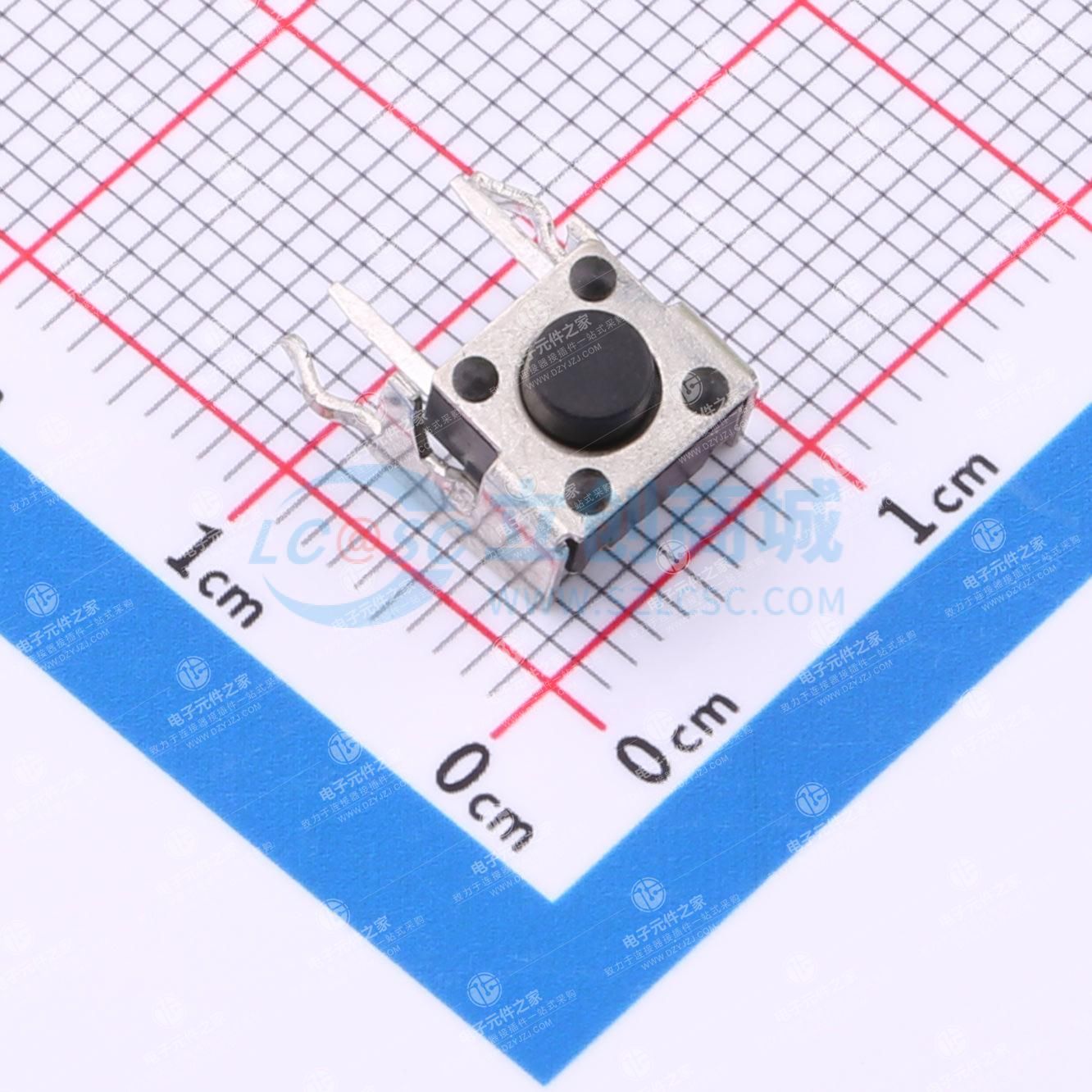 轻触开关6*6*5mm 带支架 卧插