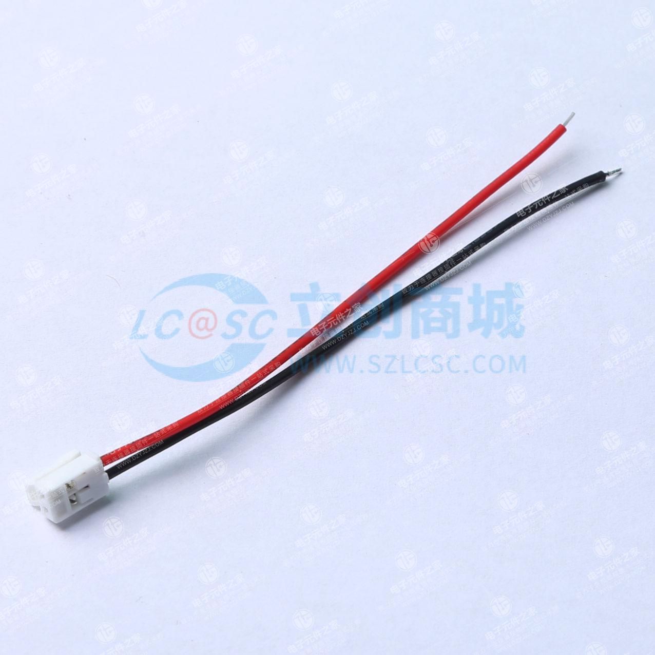 HY2.0mm 端子线UL1007#26 红/黑 单头镀锡3.0 L-80mm 2P