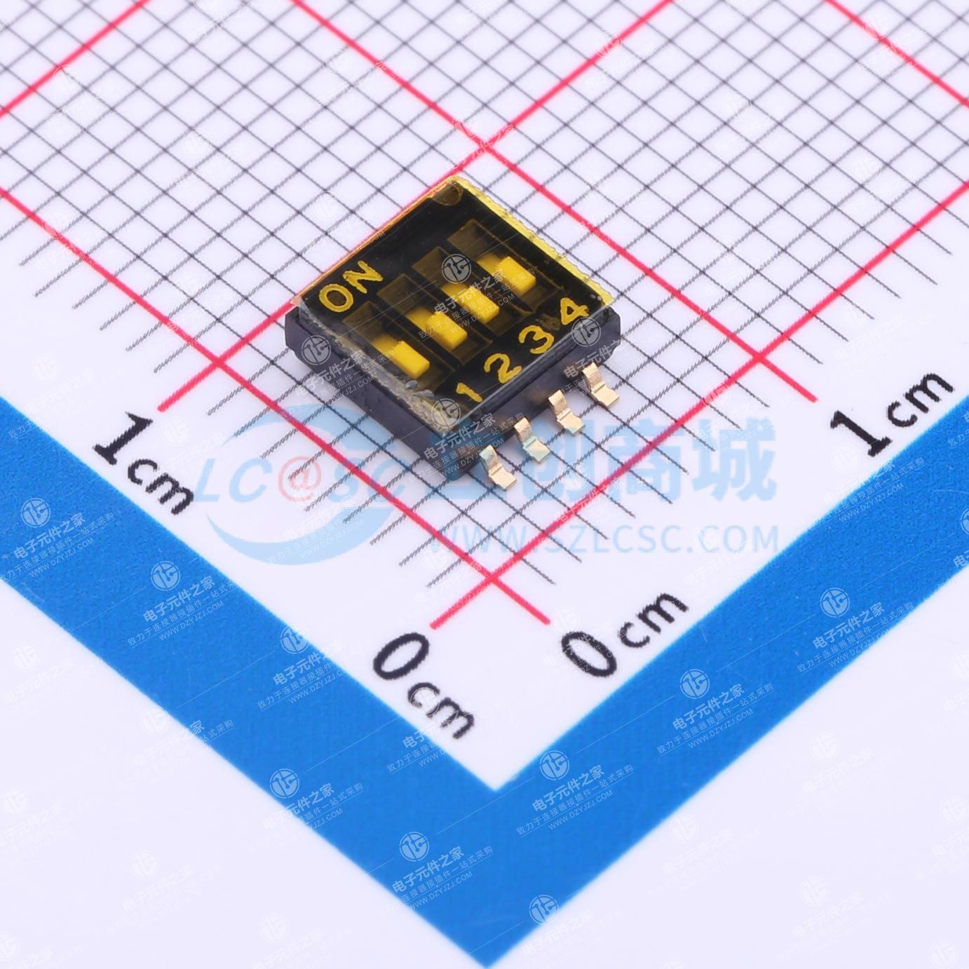 4位1.27MM,黑色贴膜拨码开关