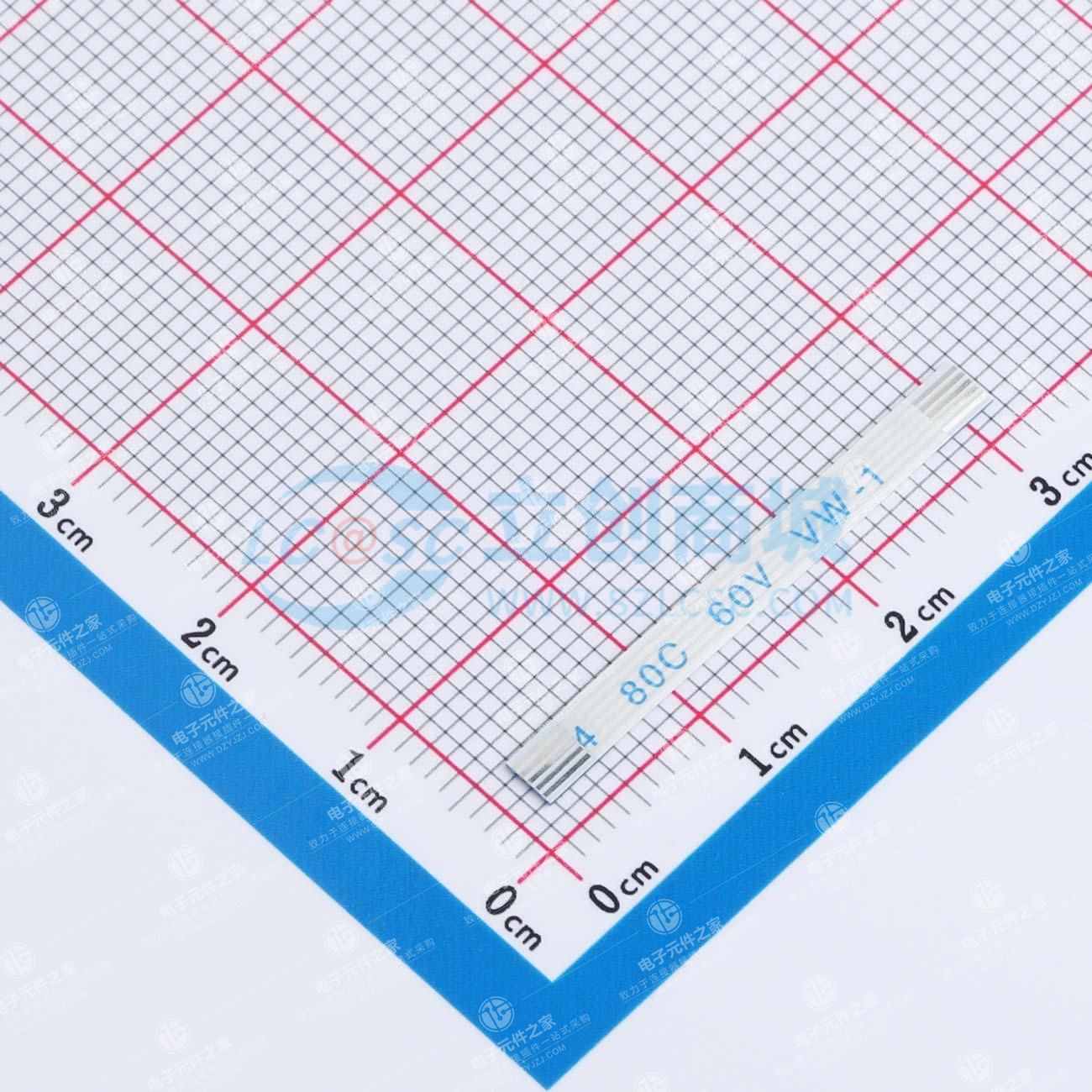 FFC排线 间距0.5mm 5P 总长30mm 同向 金手指3mm 加强板4mm