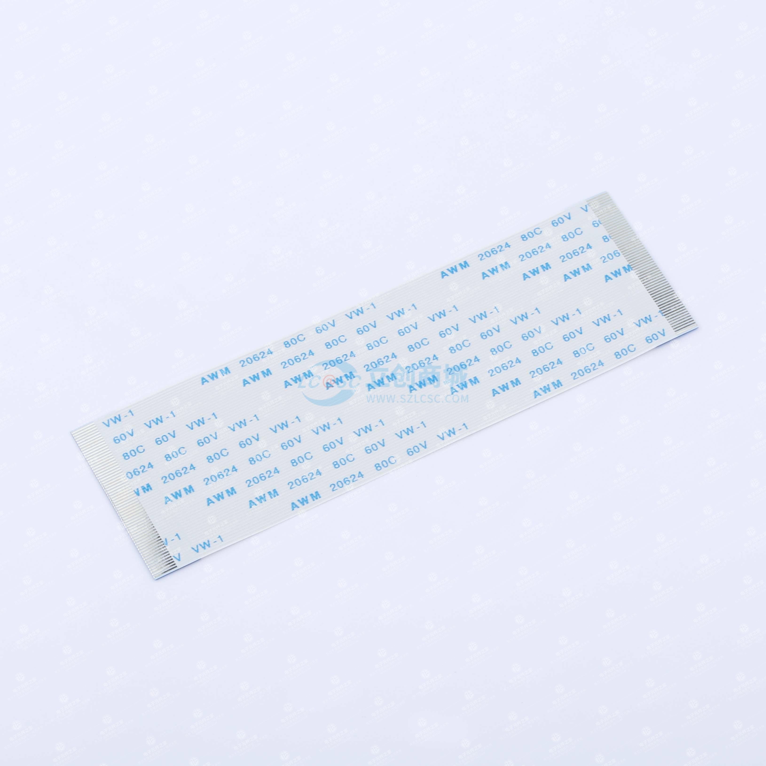 FFC排线 间距0.5mm 60P 总长100mm 同向 金手指4mm 加强板8mm