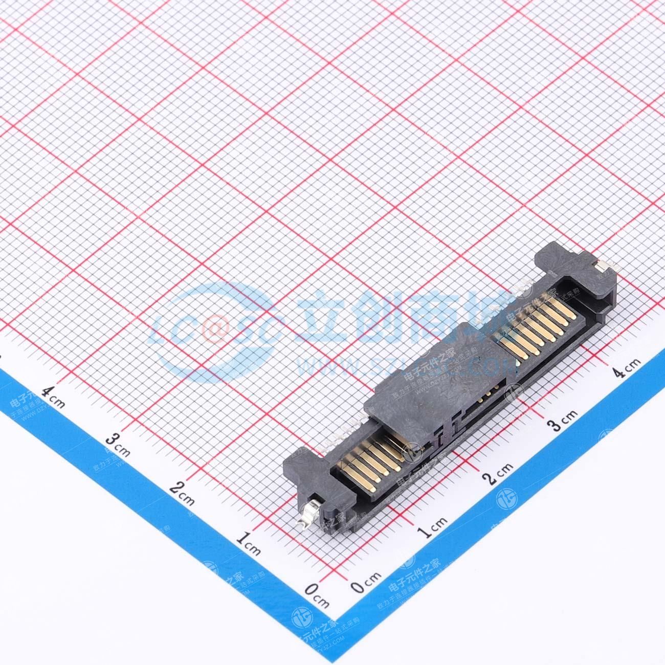 SATA 7+15P 公座 沉板式 半包式 缺口接地片
