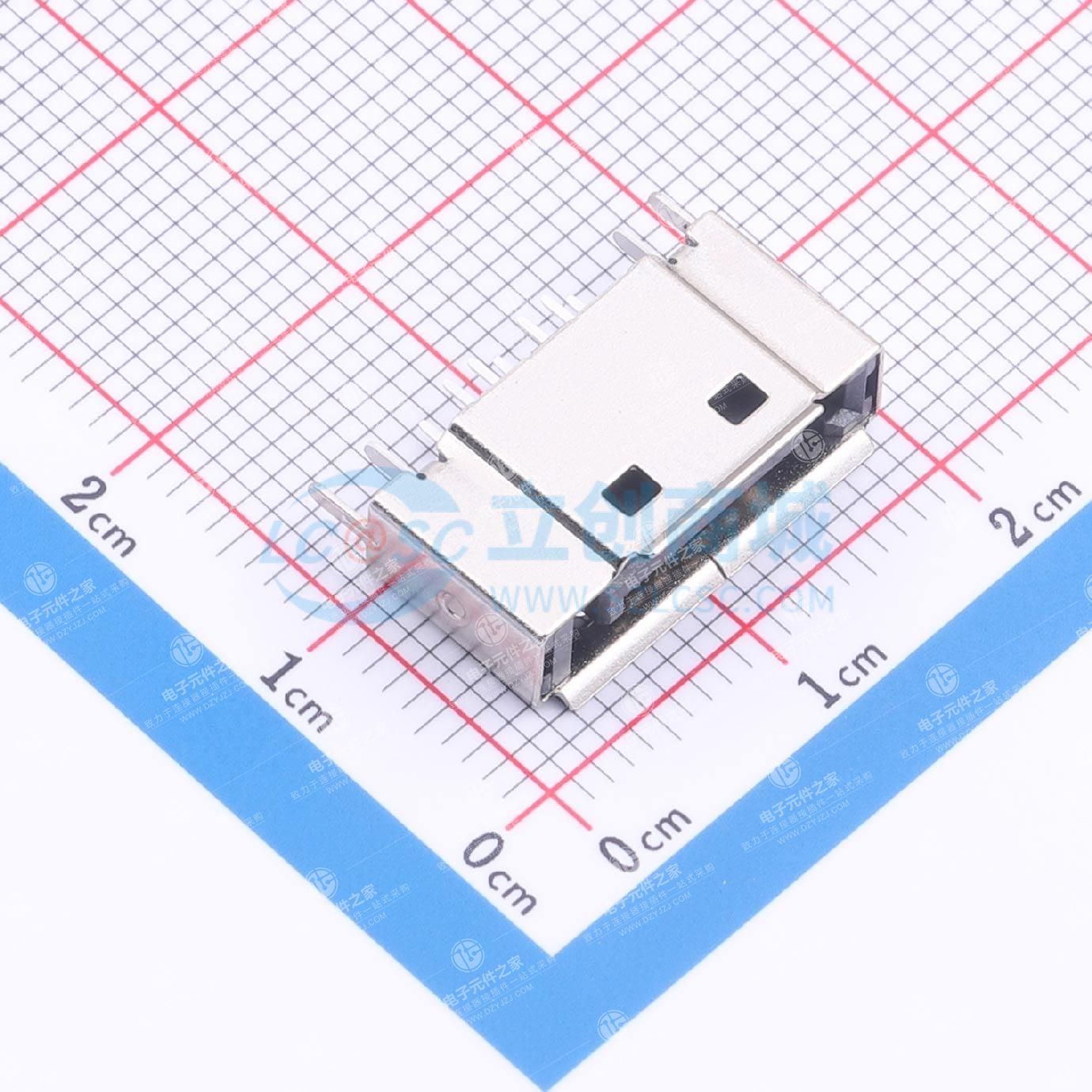SATA 7Pin 公座 90°AB 型双柱铁壳 插件式