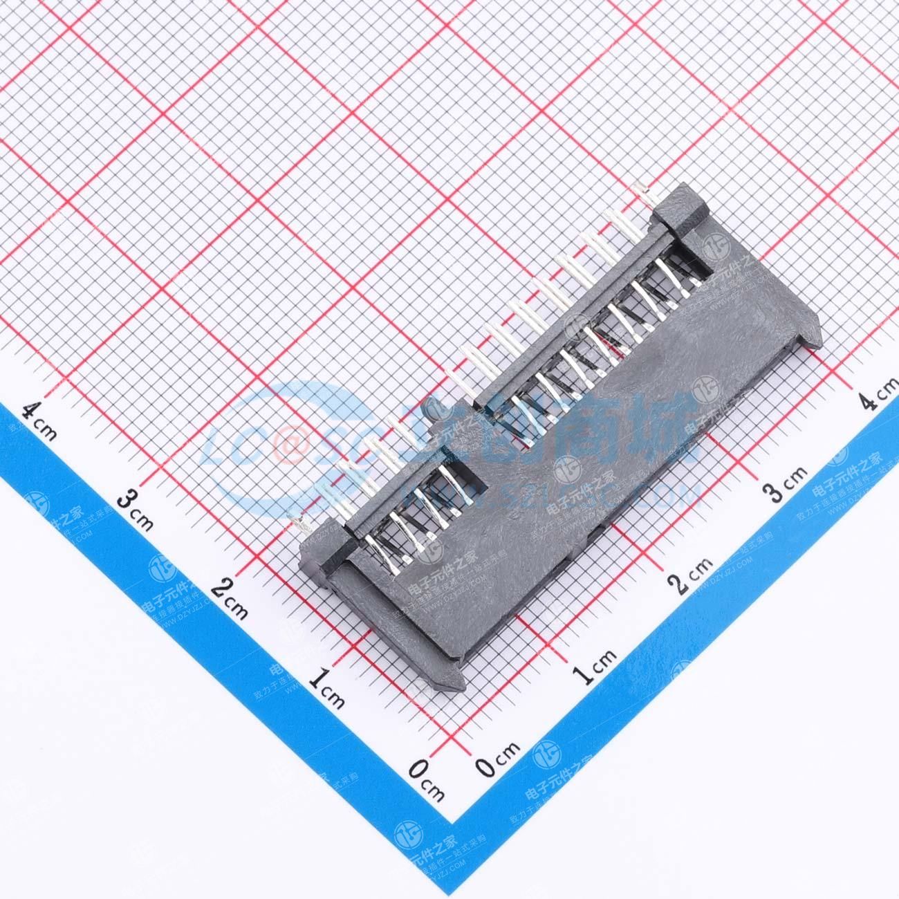 SATA 7+15P 母座 180°双排双鱼叉加长型 针长2.70 插件式