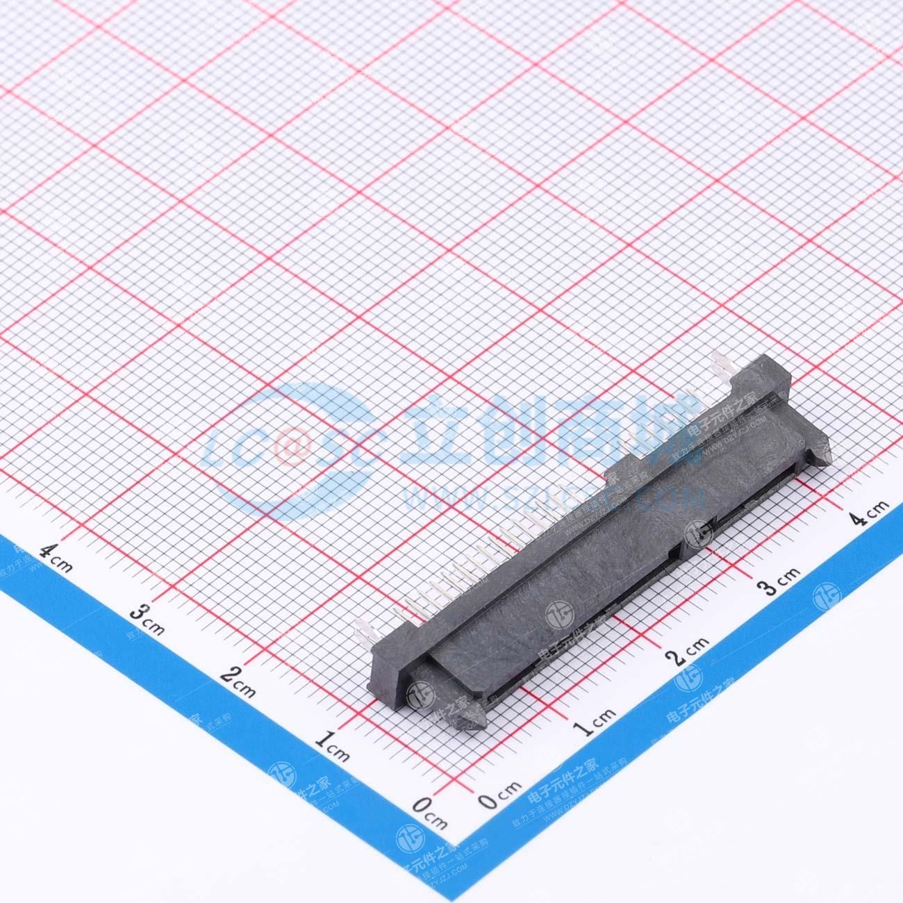 SATA 7+15P 母座 单排 直立式180° 插件式