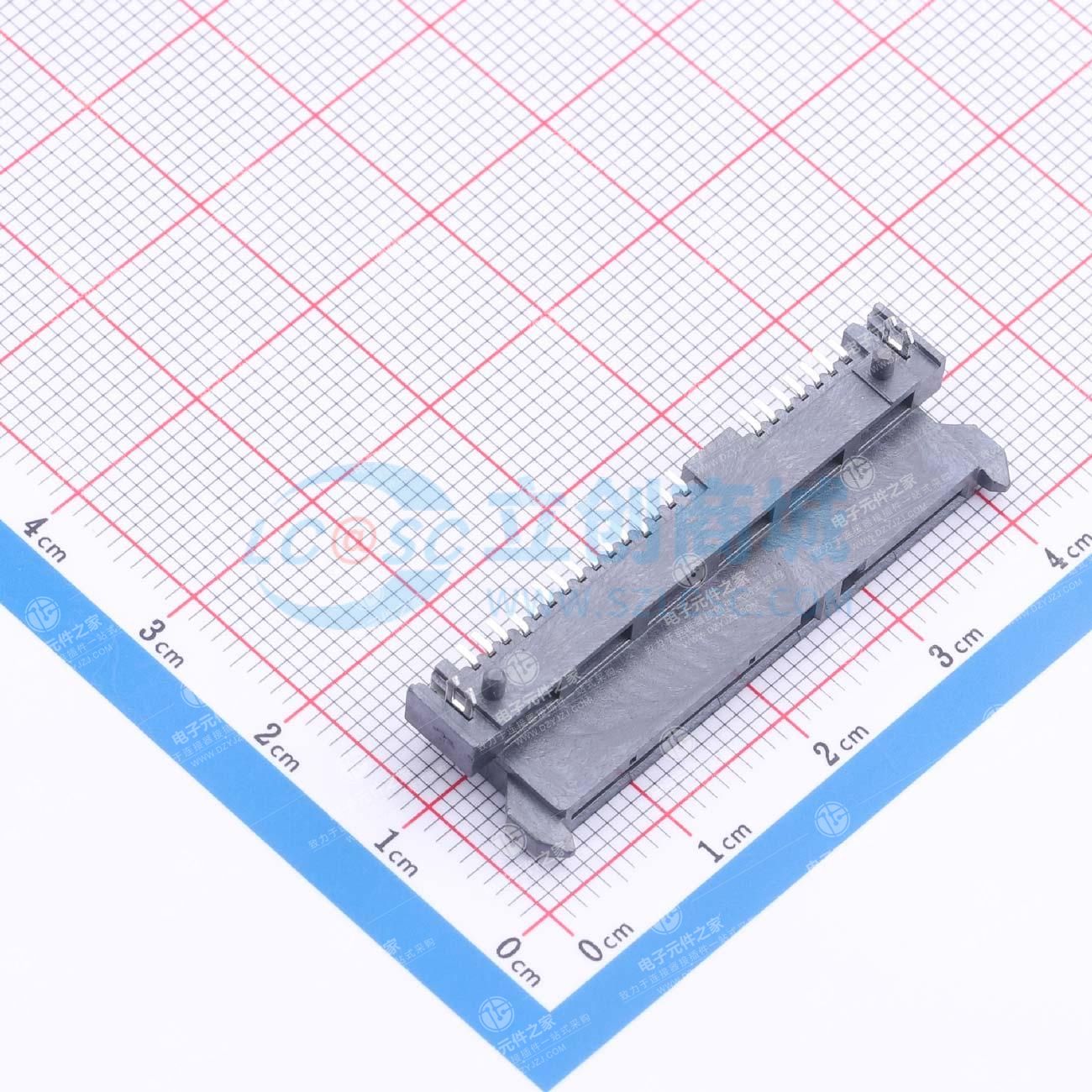 SATA 7+15P 母座 板下6.74 侧插鱼叉 卧贴型