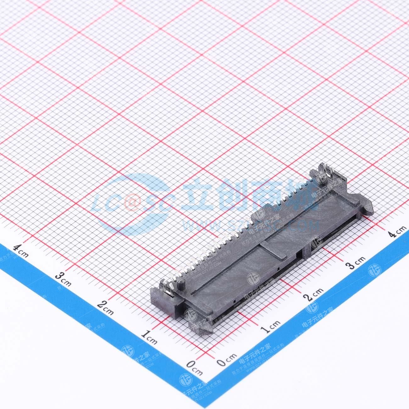 SATA 7+15P 母座 板下4.2 侧插鱼叉 三条杠 卧贴型